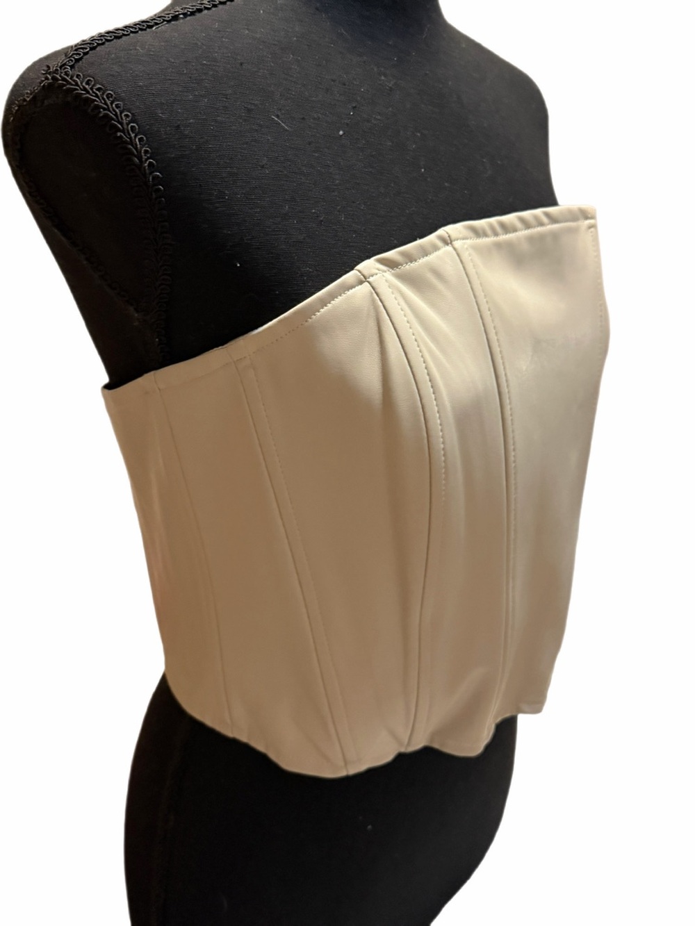 NWT Faux Leather Tube Top- full back zipper, great under many tops, medium